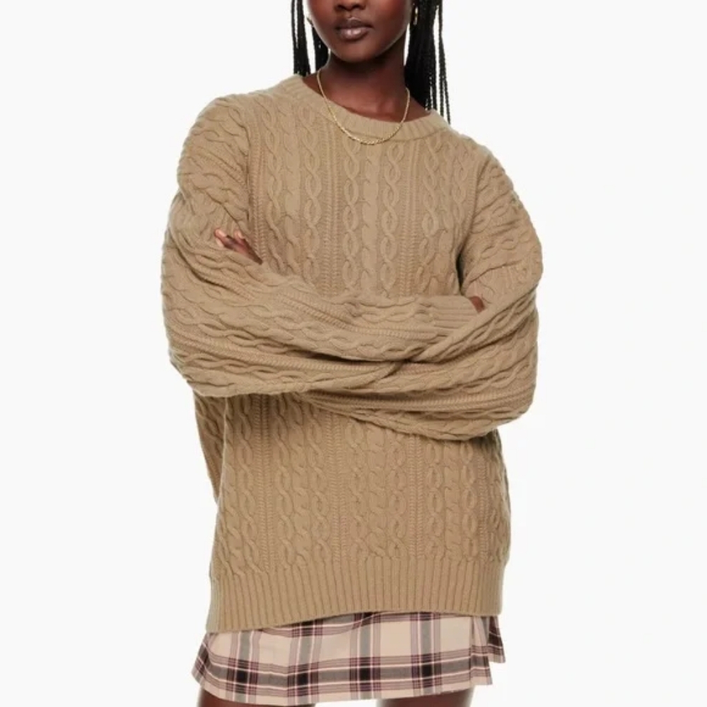 Sunday Best Cable Knit Sweater in Tan